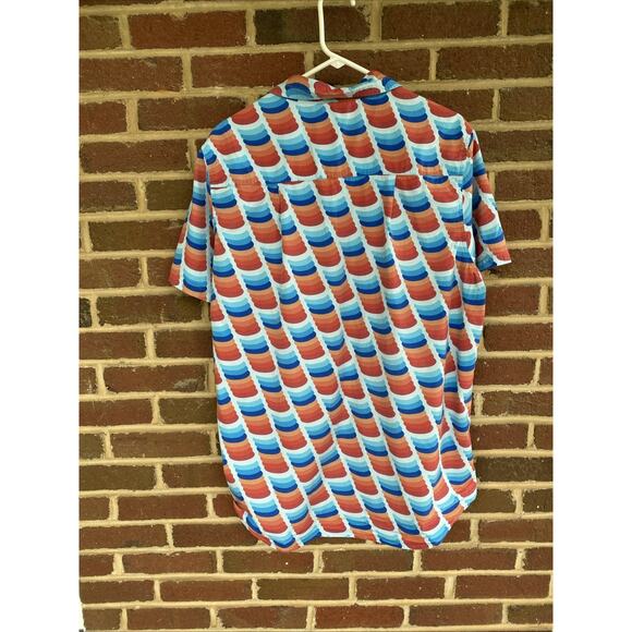 Mokuyobi 2XL ( L/ XL ) Colorful Disc Print Short Sleeve Button 1-Pocket Shirt - Picture 5 of 12
